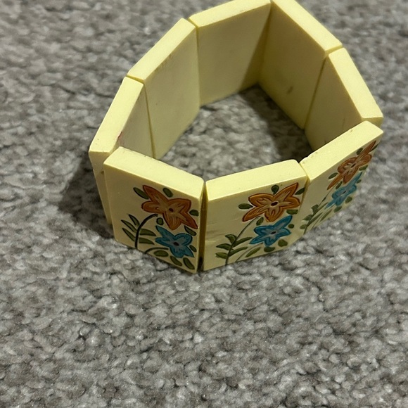 Yellow and Blue Floral Cuff Bracelet - Picture 3 of 5